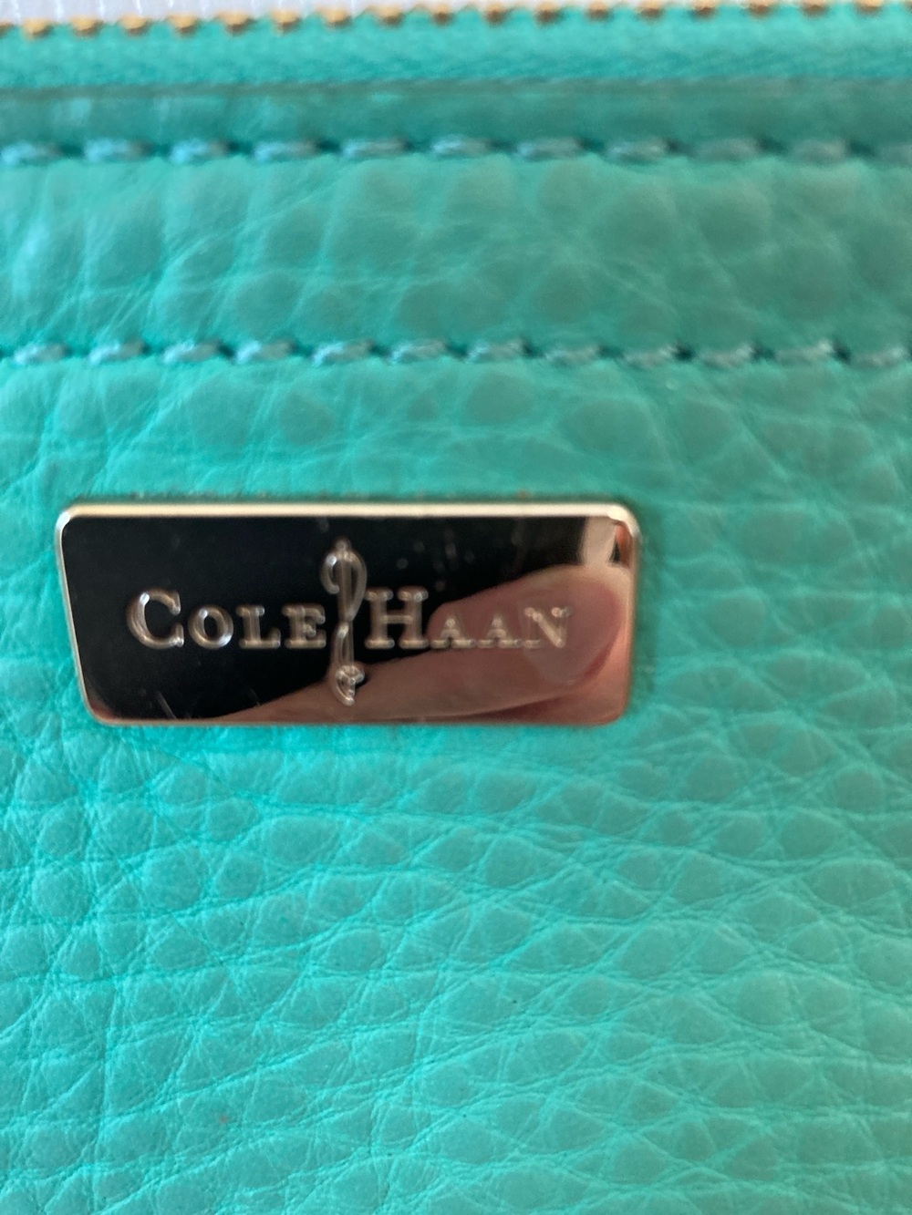 Cole Haan Teal Pebbled Leather Crossbody with Gold-Tone Hardware - Picture 2 of 9